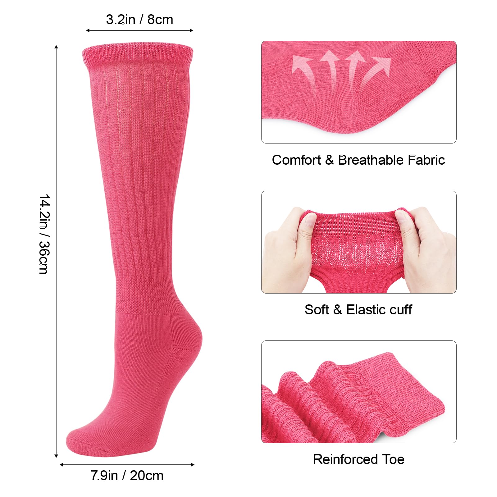 AQOKKA Women Slouch Socks Cotton Knit Soft Scrunch Boot Long Knee High Socks Stacked Thigh High Tube Sock Size 5-11 - Image 5