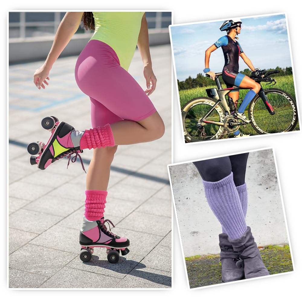 AQOKKA Women Slouch Socks Cotton Knit Soft Scrunch Boot Long Knee High Socks Stacked Thigh High Tube Sock Size 5-11 - Image 7