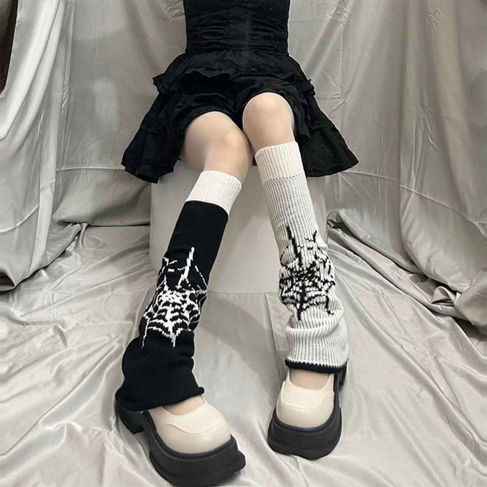 AQOKKA Y2K Knit Leg Warmers for Women Kawaii Leg Warmers Harajuku Long Leg Socks Cover Goth Lolita Winter Accessories - Image 3
