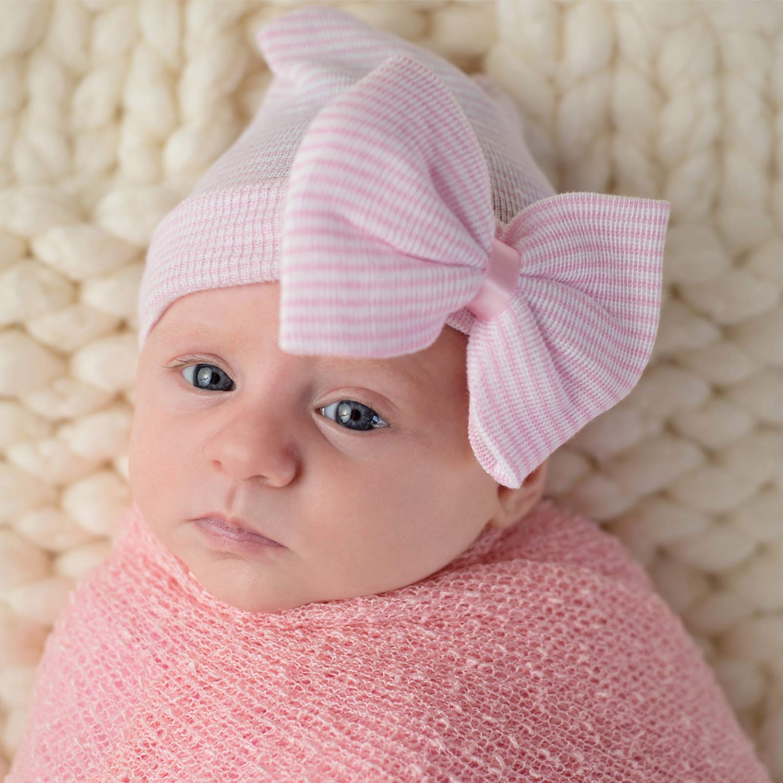 Newborn Baby Girl Hats with Bow No Scratch Cotton Toddler Infant Hat Beanie Caps Soft Newborn Hospital Hat 0-3 Months - Image 4