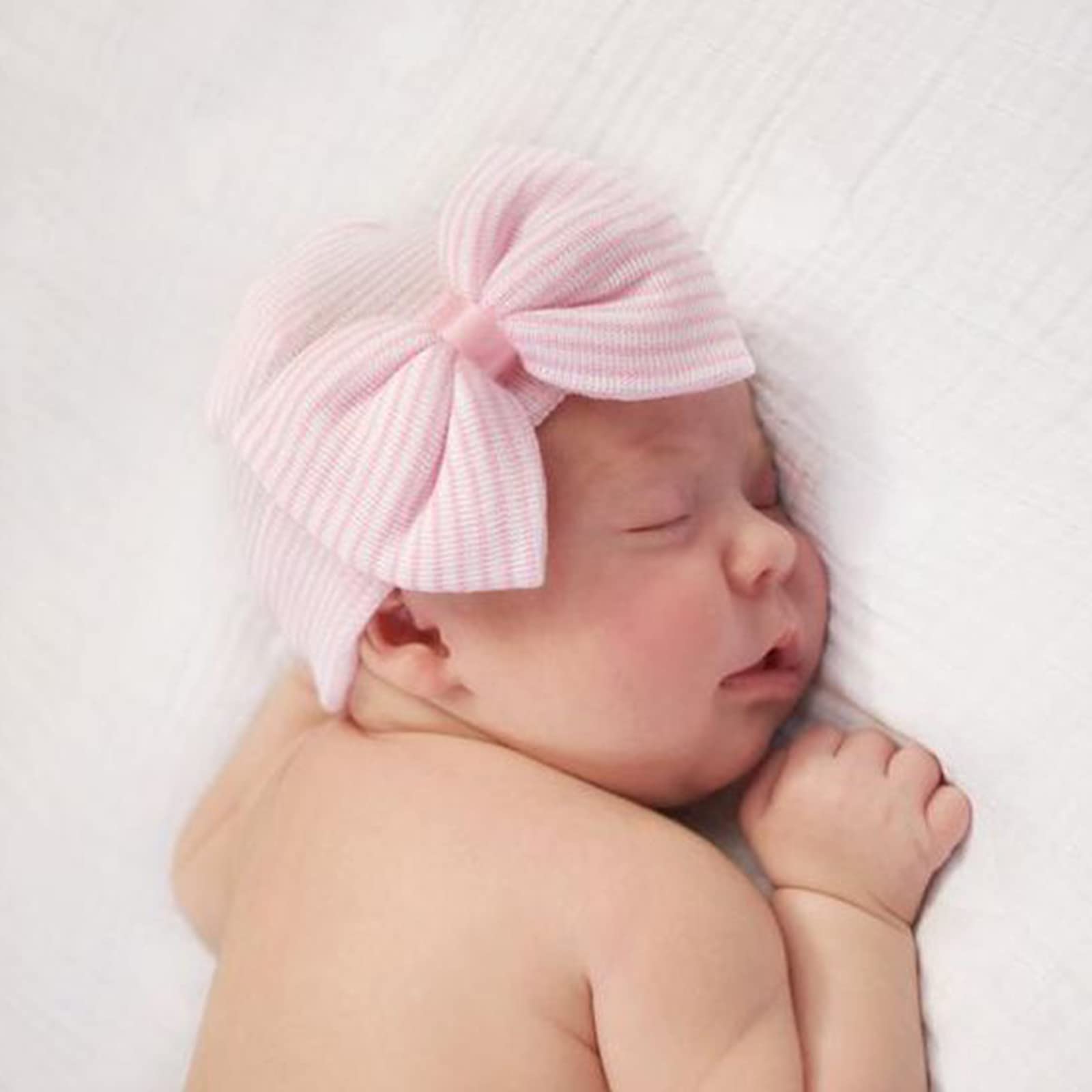 Newborn Baby Girl Hats with Bow No Scratch Cotton Toddler Infant Hat Beanie Caps Soft Newborn Hospital Hat 0-3 Months - Image 6