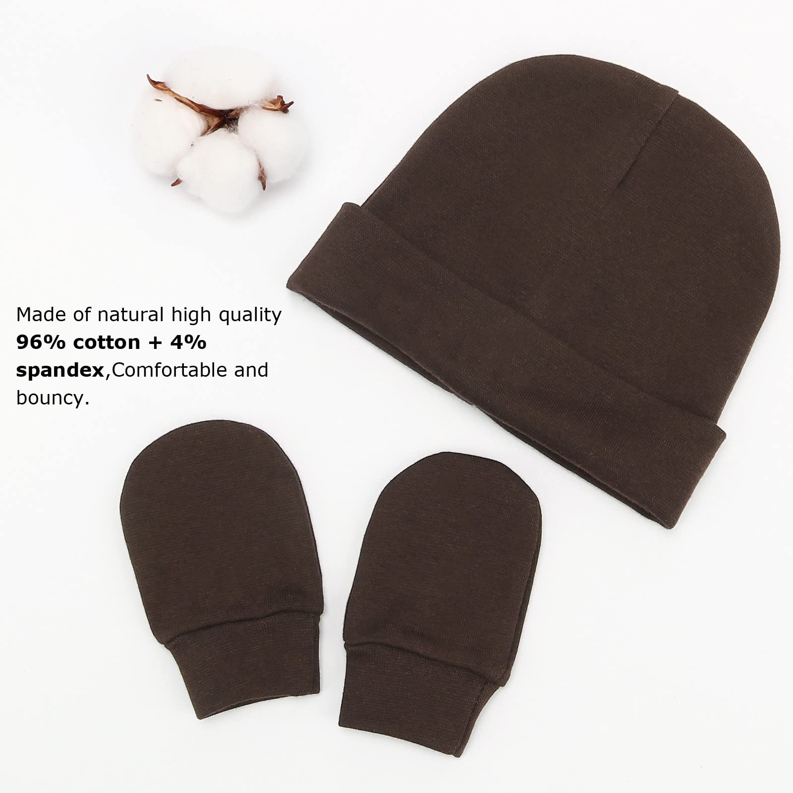 Newborn Baby Hats and Mittens Set Infant Beanie Cap Toddler Gloves Newborn Hospital Hats for Baby Boy Girl Kid 0-6 Months - Image 5