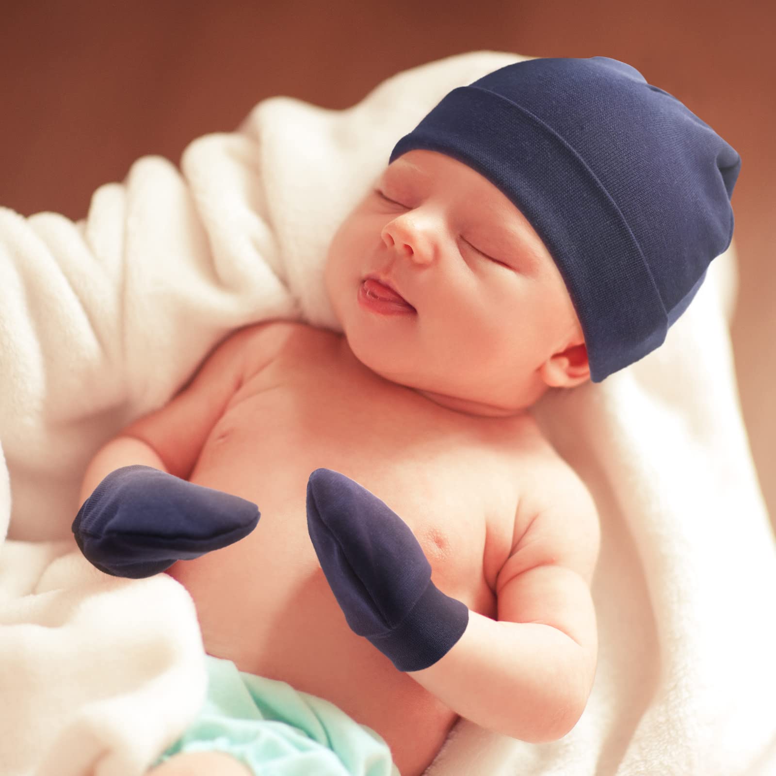 Newborn Baby Hats and Mittens Set Infant Beanie Cap Toddler Gloves Newborn Hospital Hats for Baby Boy Girl Kid 0-6 Months - Image 7