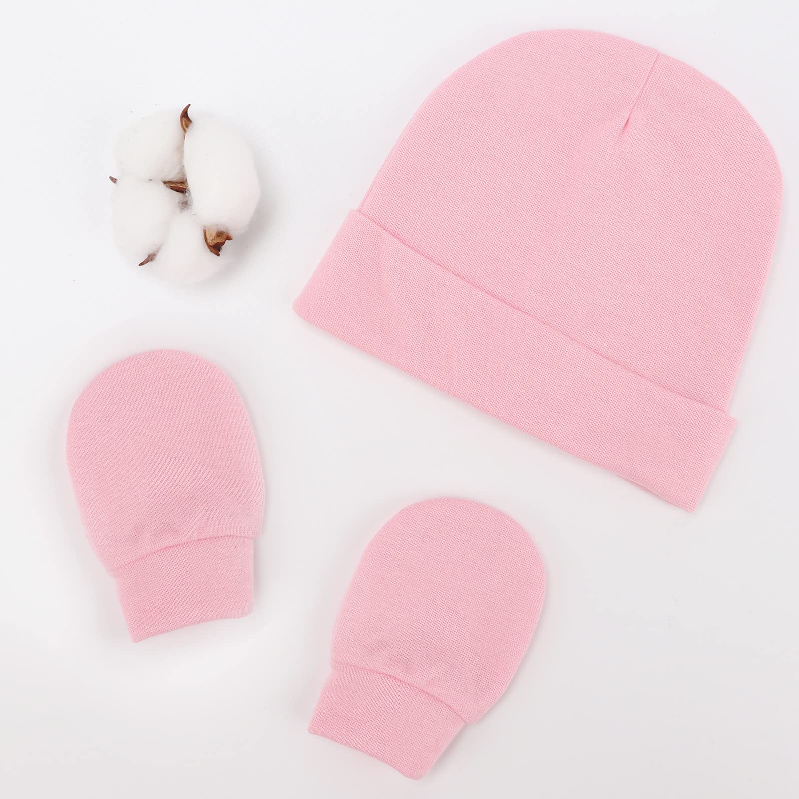 Newborn Baby Hats and Mittens Set Infant Beanie Cap Toddler Gloves Newborn Hospital Hats for Baby Boy Girl Kid 0-6 Months - Image 4