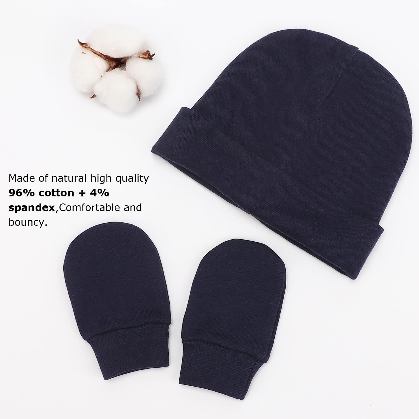 Newborn Baby Hats and Mittens Set Infant Beanie Cap Toddler Gloves Newborn Hospital Hats for Baby Boy Girl Kid 0-6 Months - Image 4