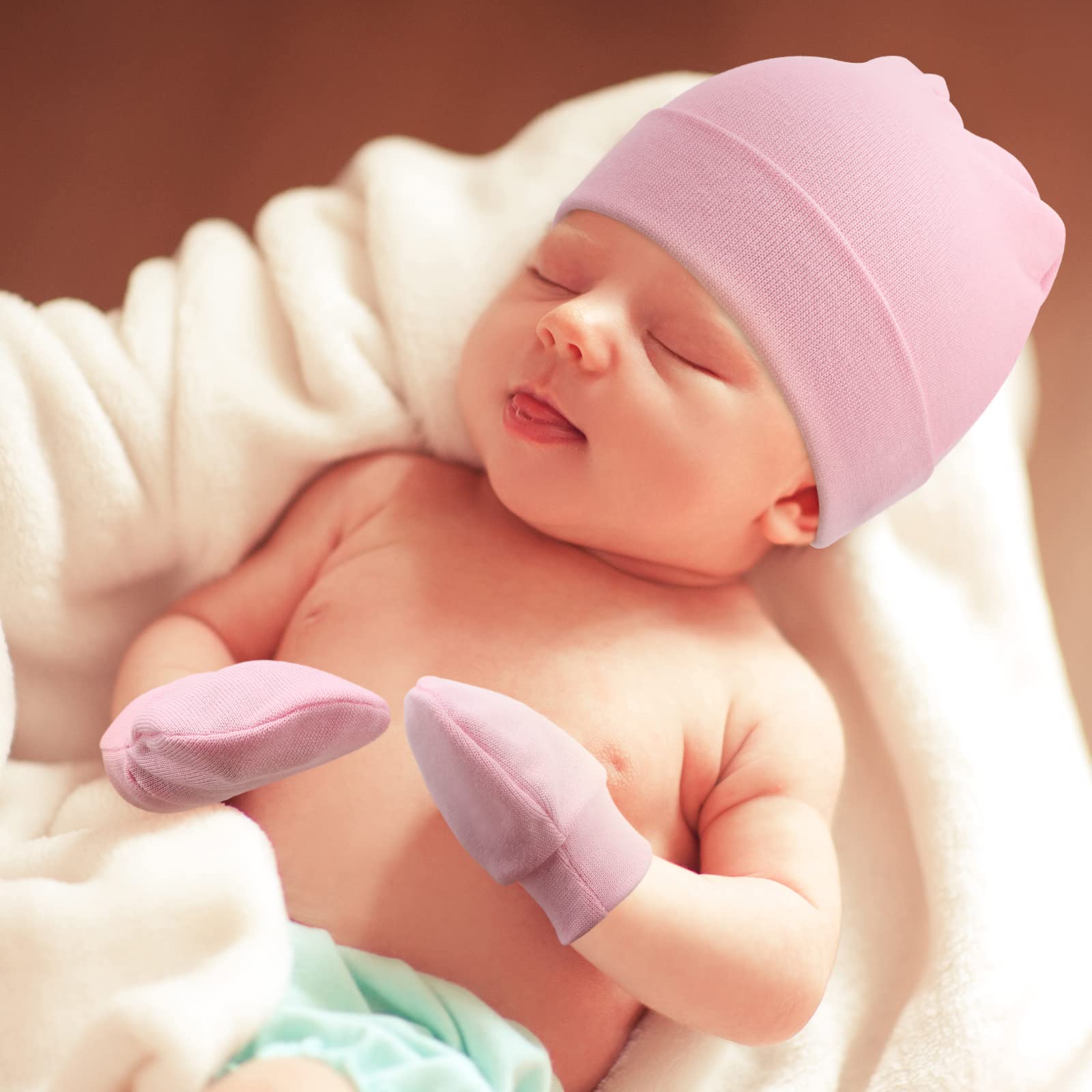 Newborn Baby Hats and Mittens Set Infant Beanie Cap Toddler Gloves Newborn Hospital Hats for Baby Boy Girl Kid 0-6 Months - Image 7