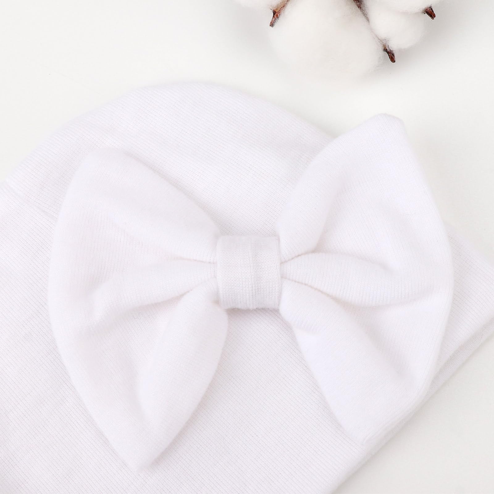 Newborn Baby Hats and Mittens Set Infant Bow Beanie Cap Toddler Gloves Newborn Hospital Hats for Baby Boy Girl 0-12 Months - Image 4