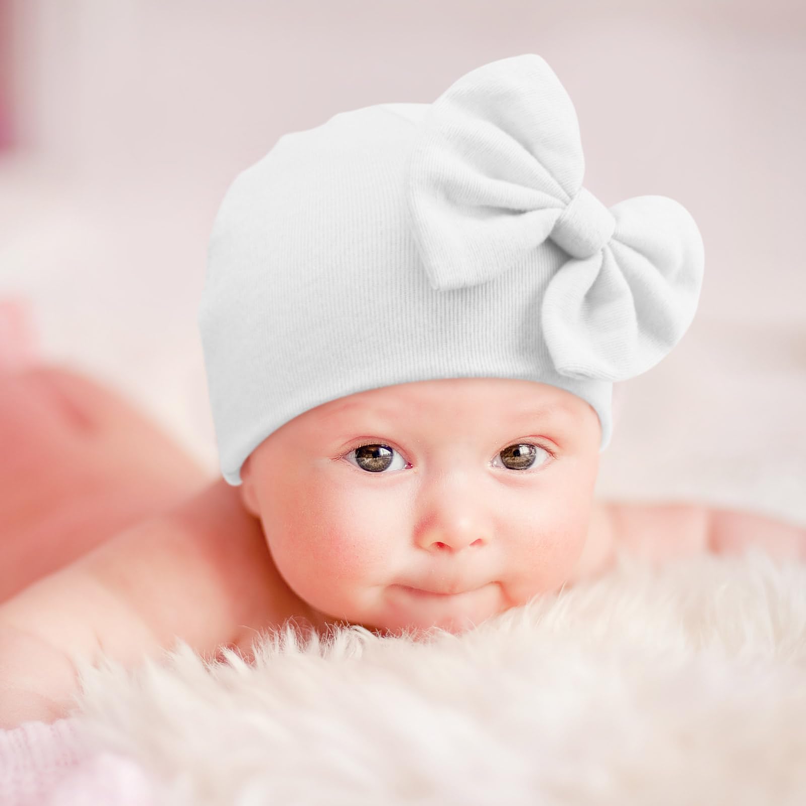 Newborn Baby Hats and Mittens Set Infant Bow Beanie Cap Toddler Gloves Newborn Hospital Hats for Baby Boy Girl 0-12 Months - Image 6