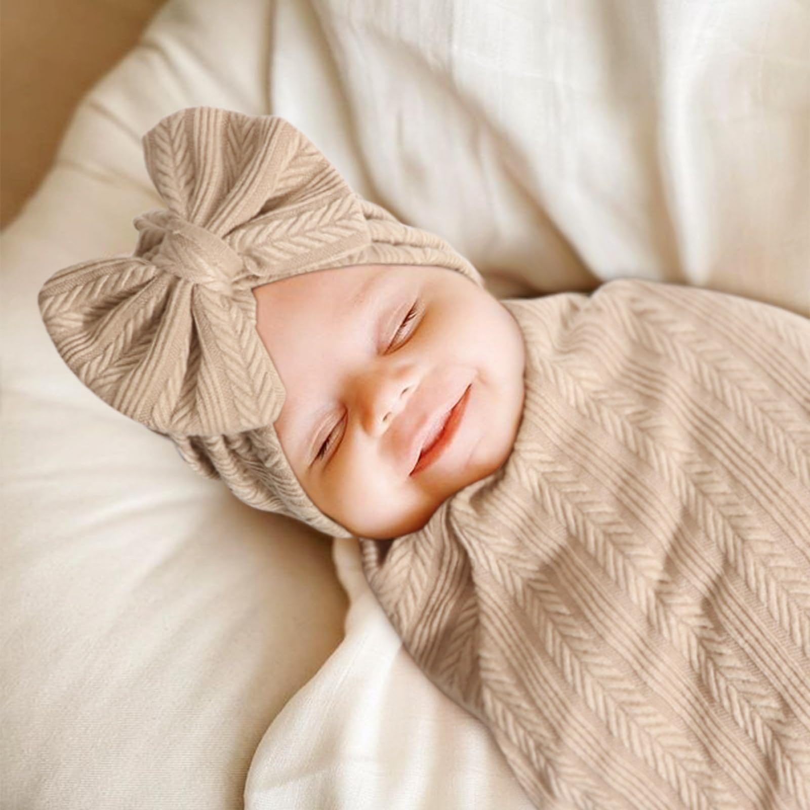 Newborn Baby Hats and Mittens Set Infant Bow Beanie Cap Toddler Gloves Newborn Hospital Hats for Baby Boy Girl 0-6 Months - Image 5