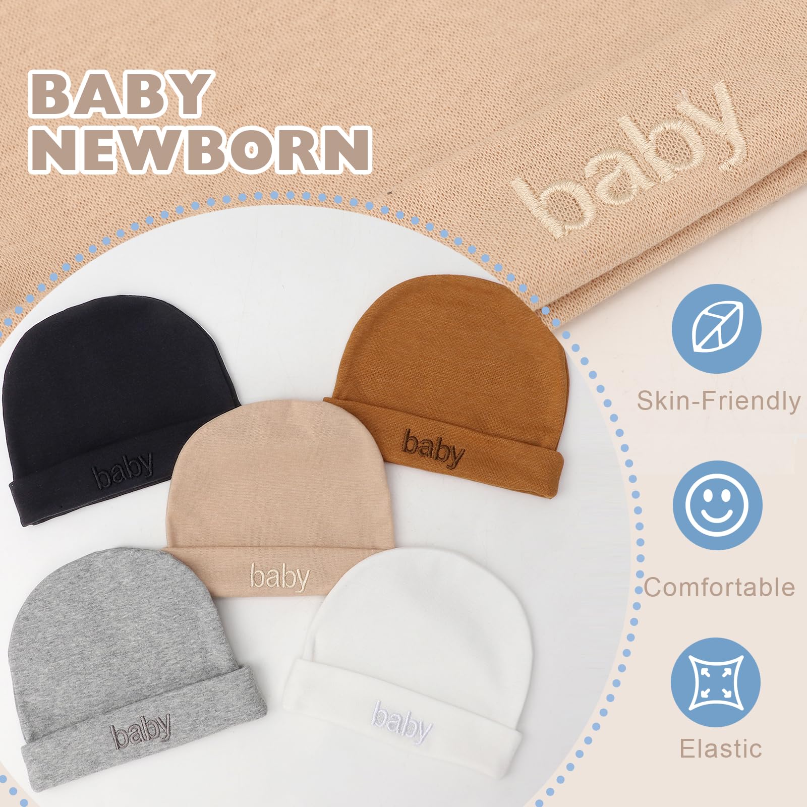 Newborn Baby Hats Mittens and Socks Set Cotton Infant Beanie Cap Socks Mittens for Newborn Baby Boy Girl 0-6 Month - Image 3