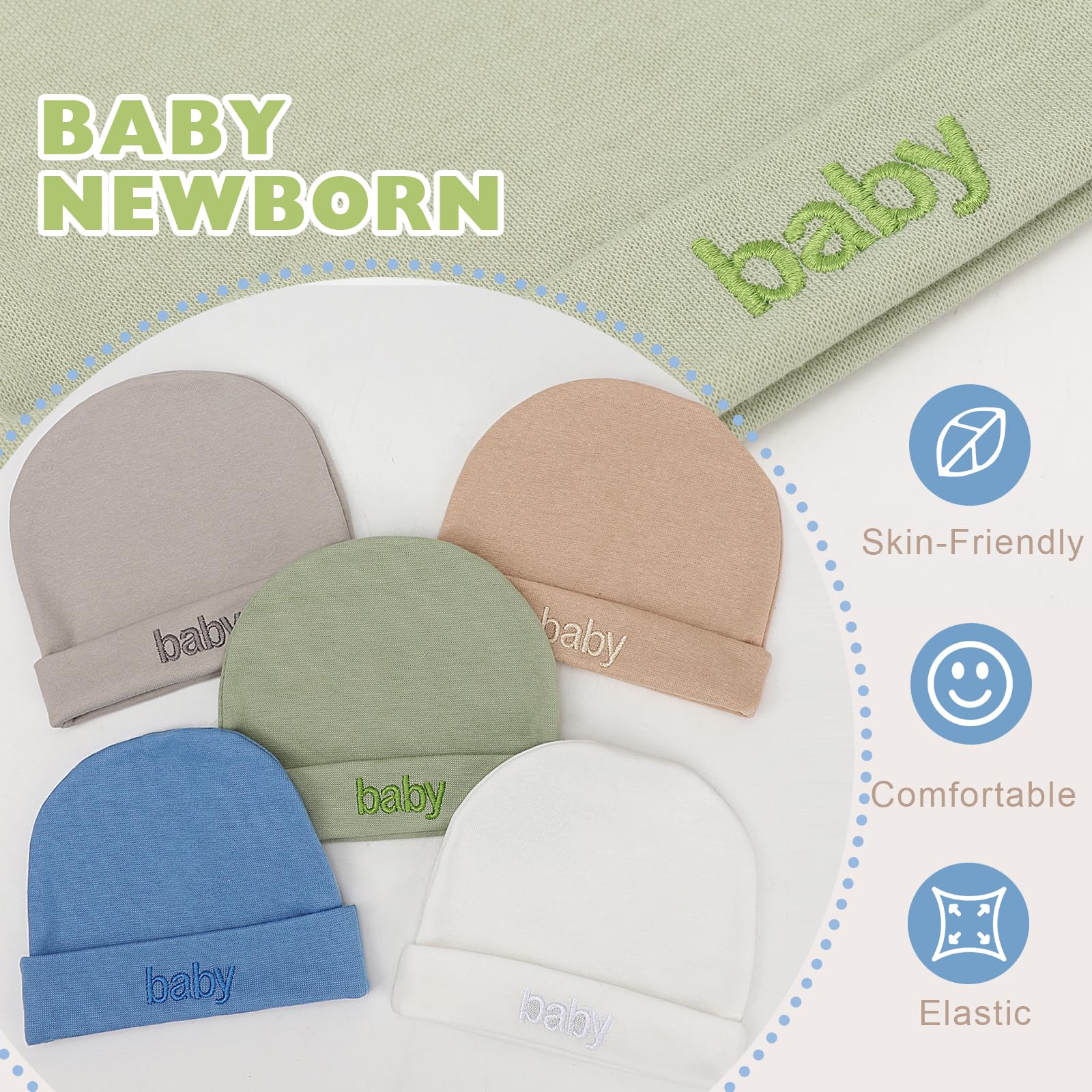 Newborn Baby Hats Mittens and Socks Set Cotton Infant Beanie Cap Socks Mittens for Newborn Baby Boy Girl 0-6 Month - Image 3