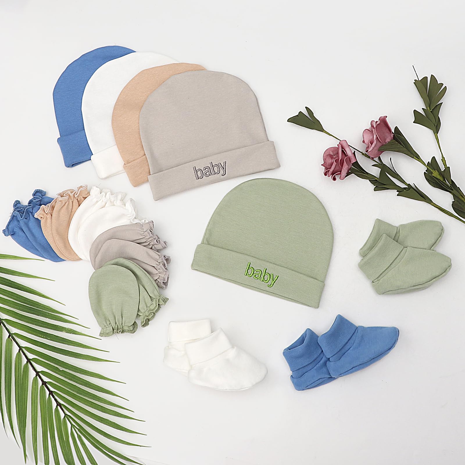 Newborn Baby Hats Mittens and Socks Set Cotton Infant Beanie Cap Socks Mittens for Newborn Baby Boy Girl 0-6 Month - Image 5