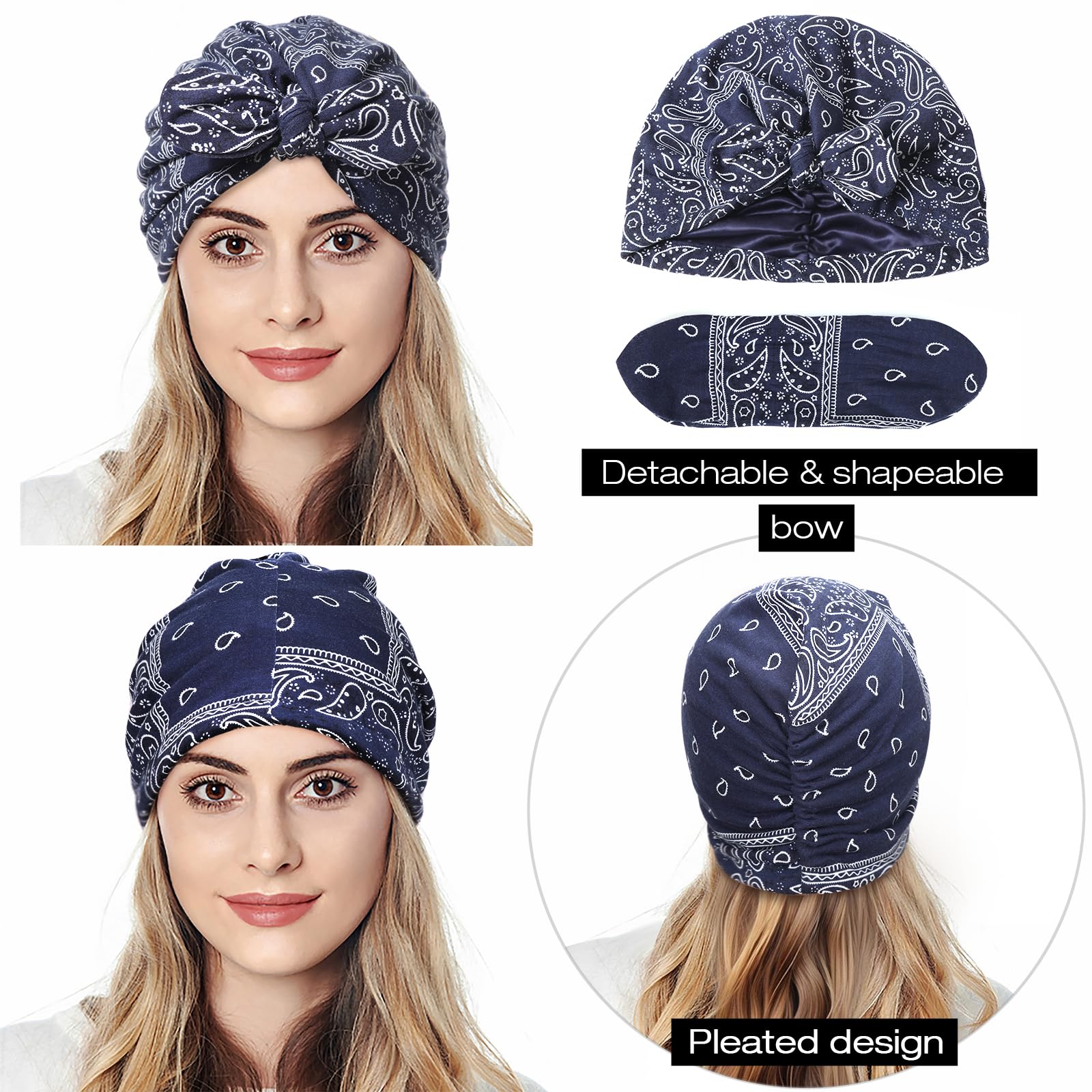 Satin Lined Beanies for Women Bow Chemo Headwear Turbans Hat Silky Lined Sleeping Cap Hair Loss Cancer Headwrap - Image 6