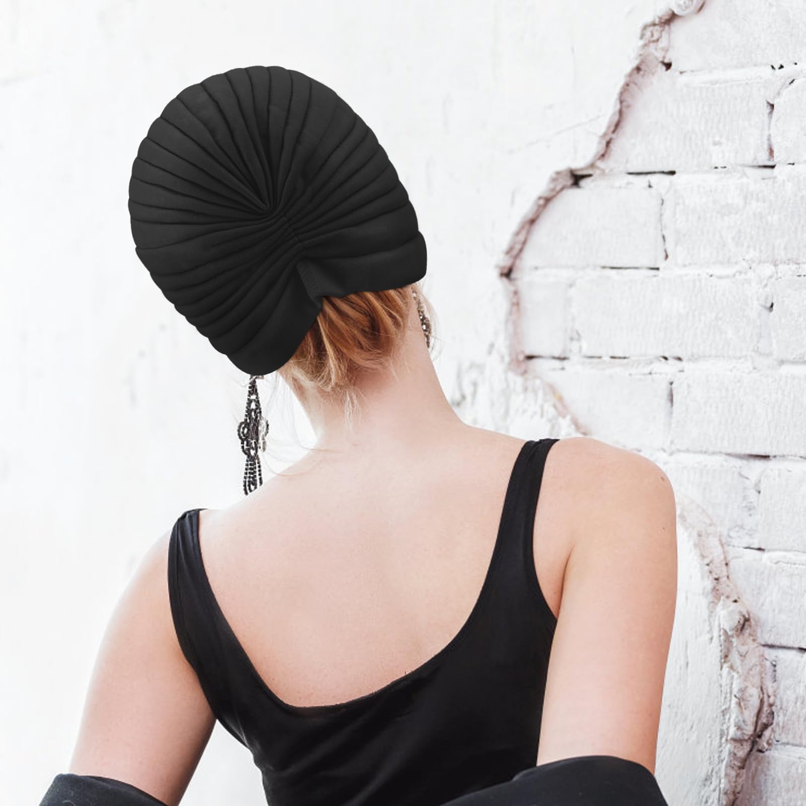 Stretchy Polyester Turbans for Women Knot Chemo Cap for Cancer Pleated Headwear Beanie Twisted Head Wrap Hair Loss Hat - Image 6