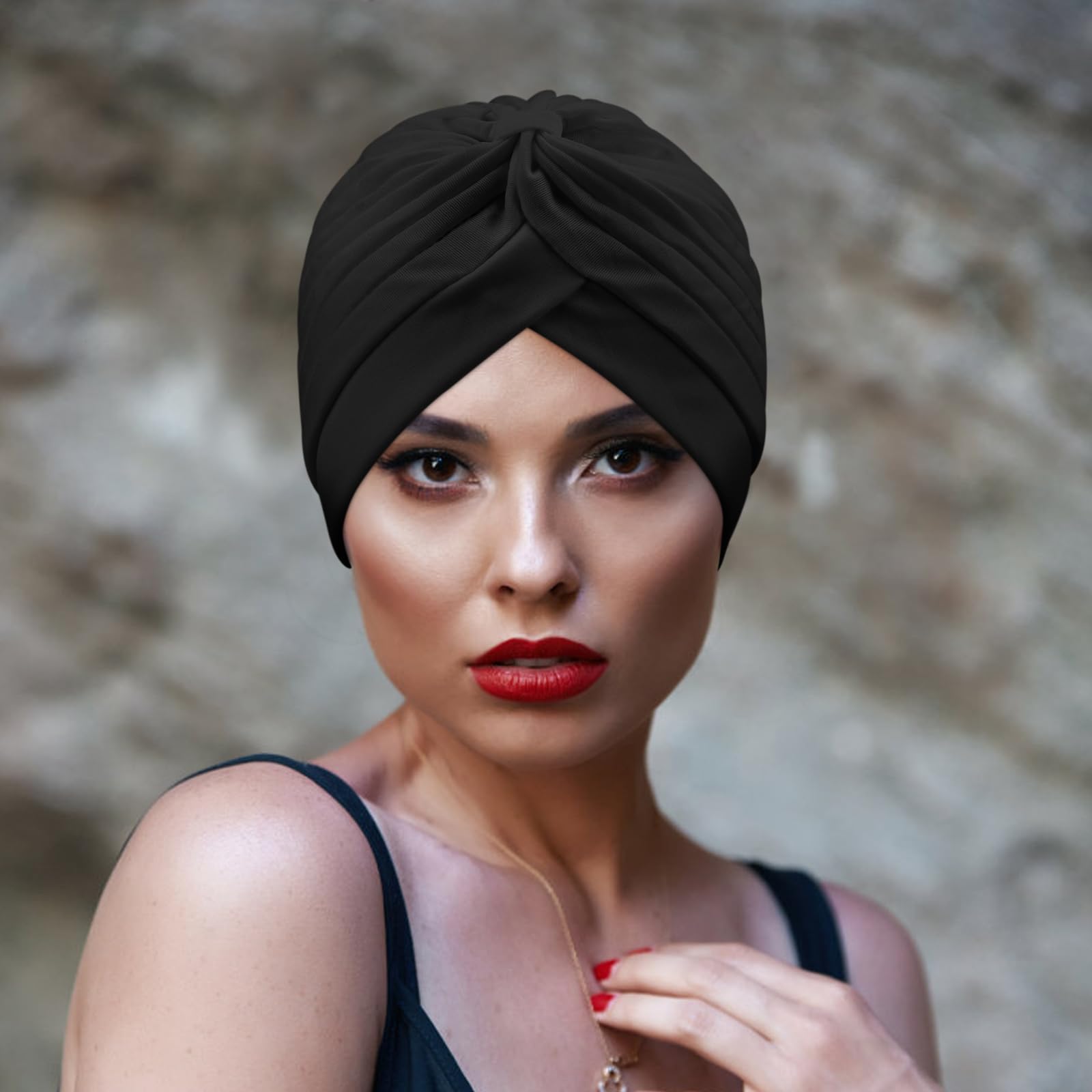 Stretchy Polyester Turbans for Women Knot Chemo Cap for Cancer Pleated Headwear Beanie Twisted Head Wrap Hair Loss Hat - Image 7