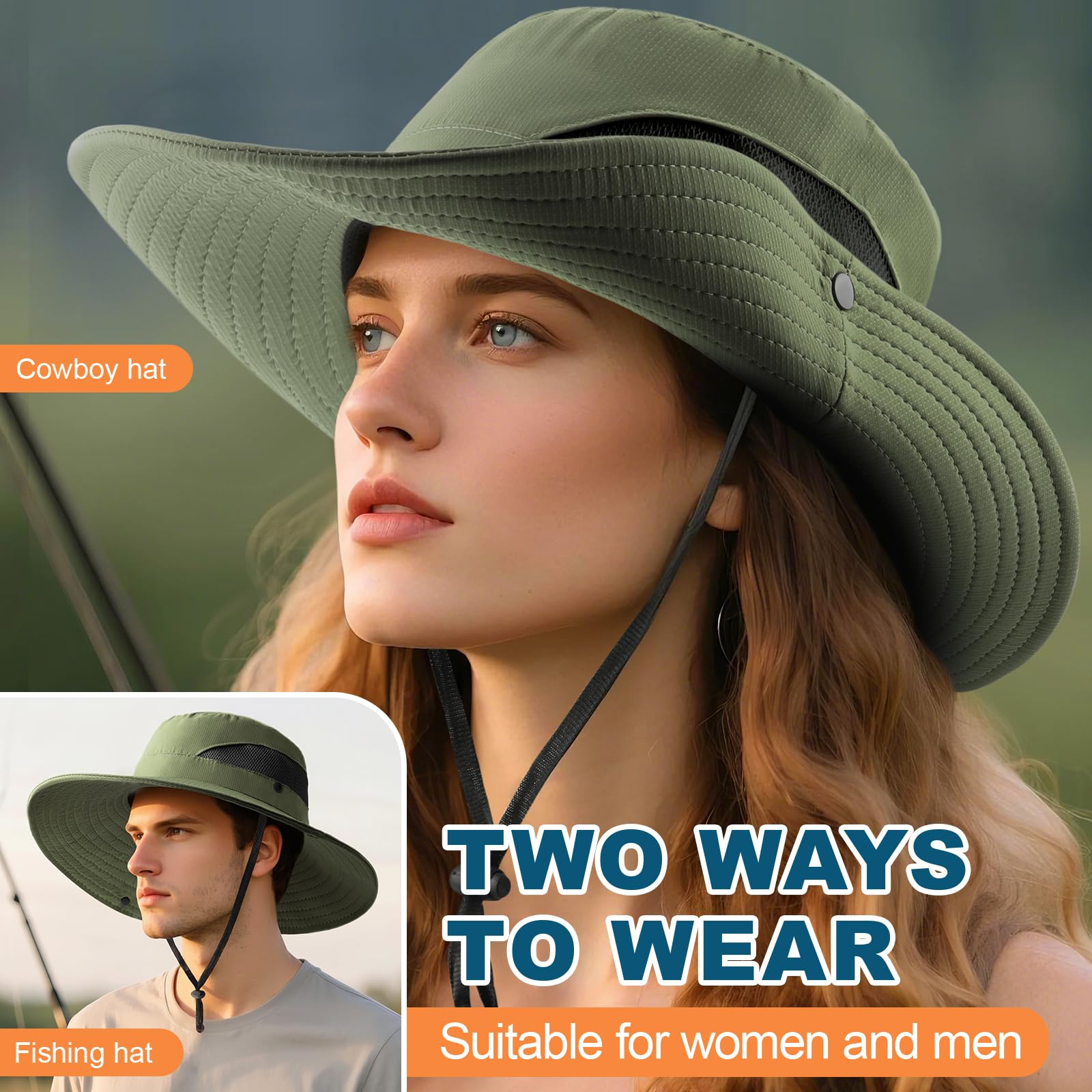 Summer Sun Hats for Women Men Waterproof Foldable Bucket Hat Mesh Wide Brim Beach Hats Outdoor Fishing Hiking Fishing UPF 50+ - Image 3