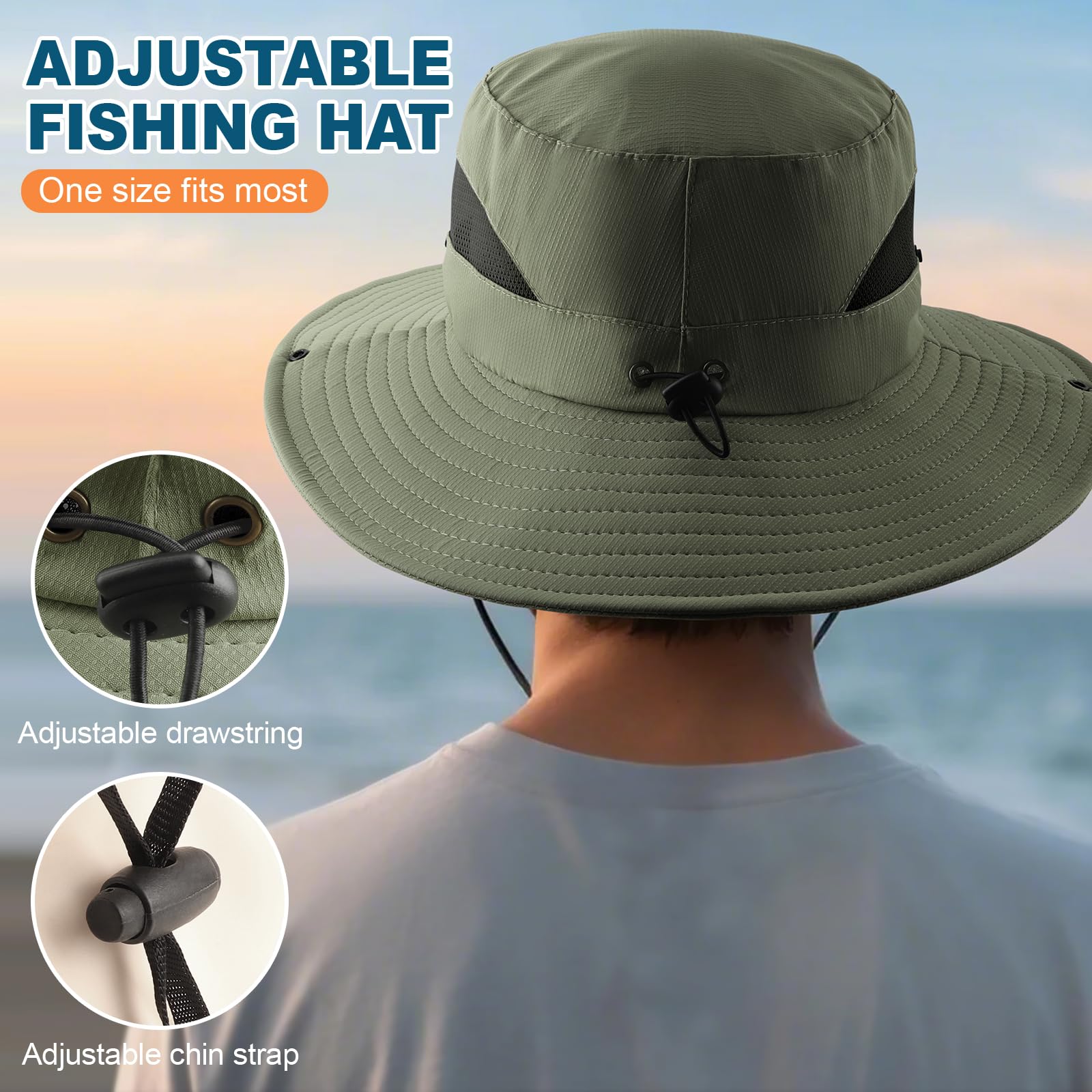 Summer Sun Hats for Women Men Waterproof Foldable Bucket Hat Mesh Wide Brim Beach Hats Outdoor Fishing Hiking Fishing UPF 50+ - Image 5