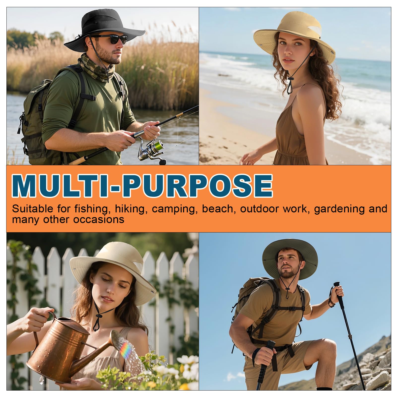 Summer Sun Hats for Women Men Waterproof Foldable Bucket Hat Mesh Wide Brim Beach Hats Outdoor Fishing Hiking Fishing UPF 50+ - Image 6