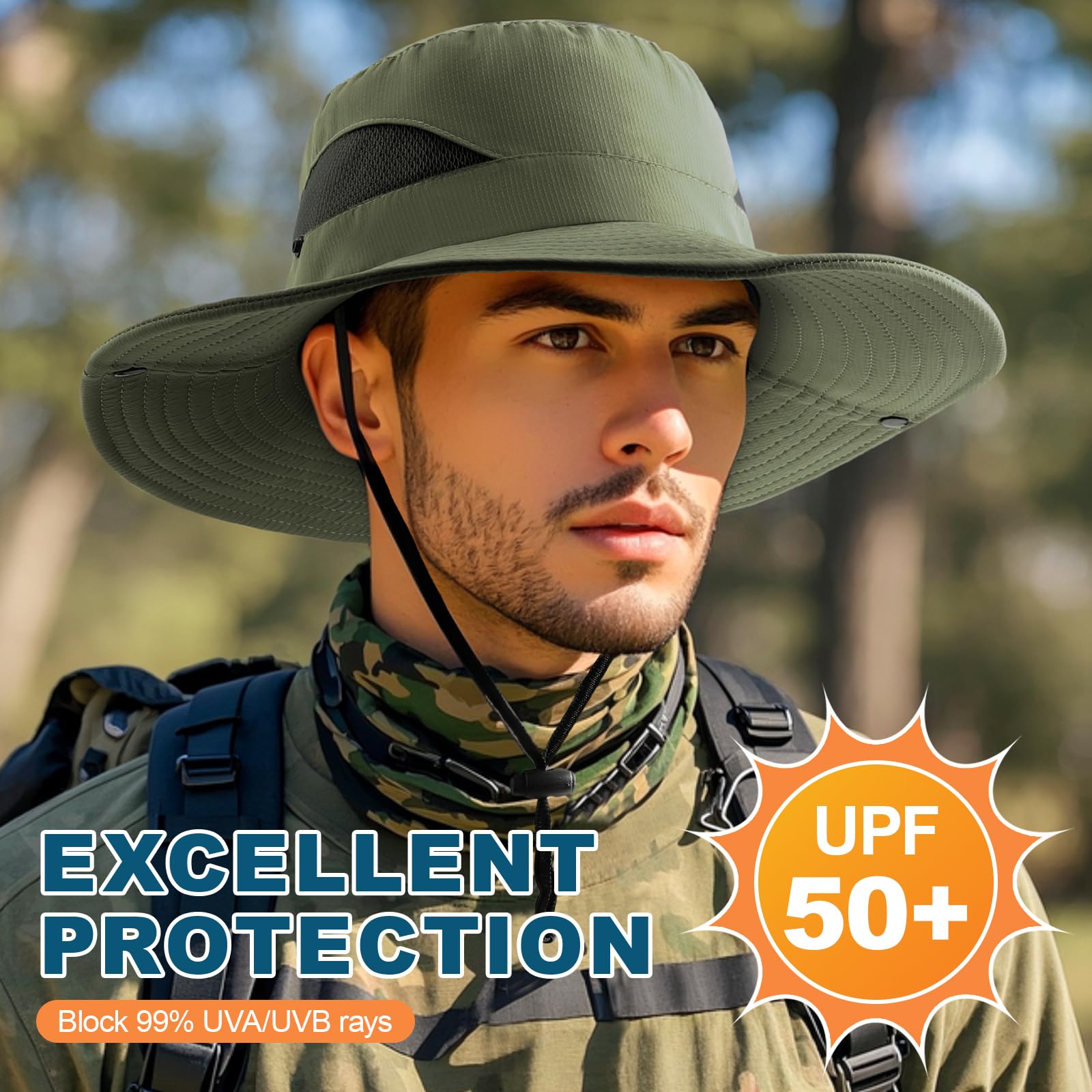 Summer Sun Hats for Women Men Waterproof Foldable Bucket Hat Mesh Wide Brim Beach Hats Outdoor Fishing Hiking Fishing UPF 50+ - Image 7