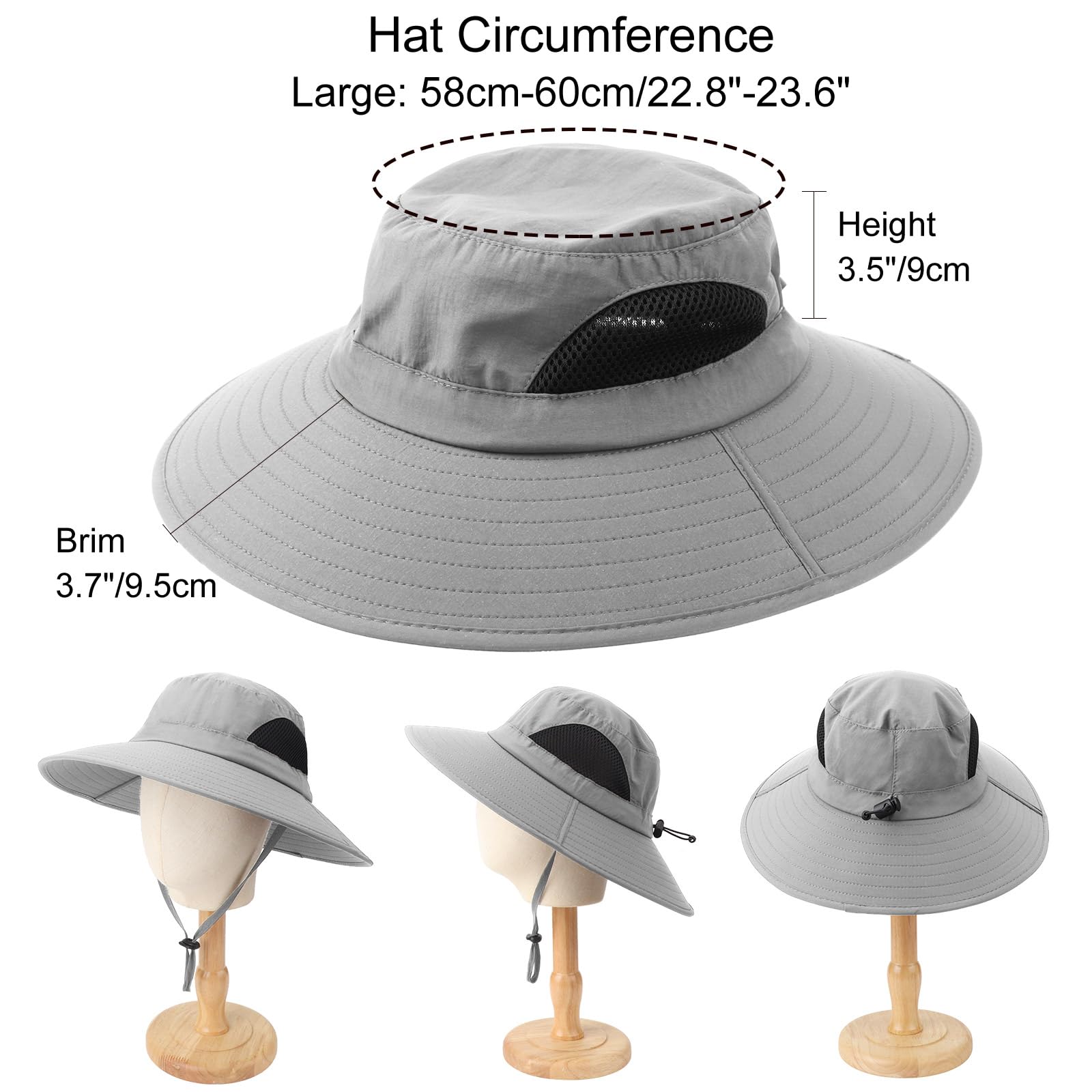 Summer Sun Hats for Women Men Waterproof Foldable Bucket Hat Mesh Wide Brim Beach Hats Outdoor Fishing Hiking Fishing UPF 50+ - Image 6