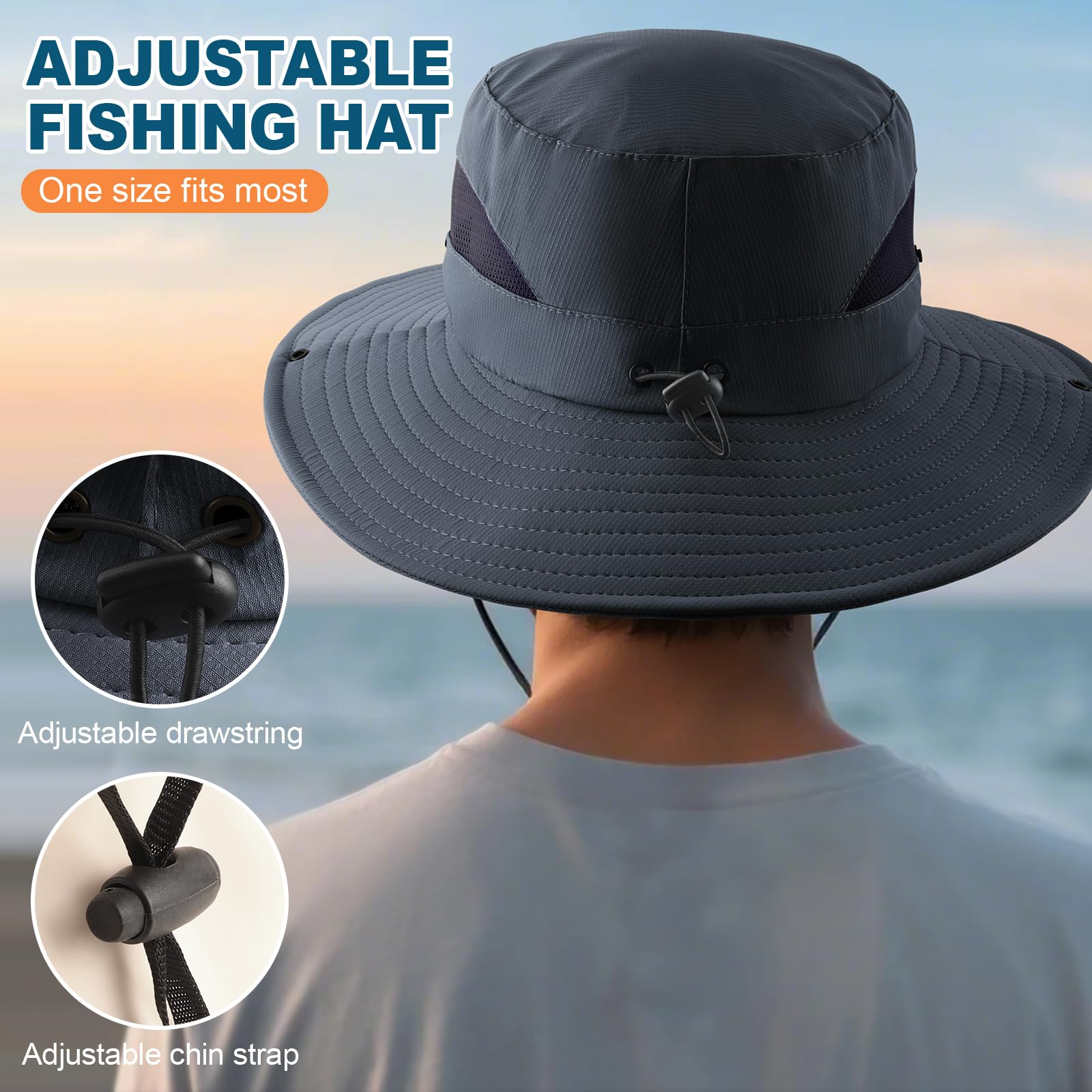 Summer Sun Hats for Women Men Waterproof Foldable Bucket Hat Mesh Wide Brim Beach Hats Outdoor Fishing Hiking Fishing UPF 50+ - Image 5