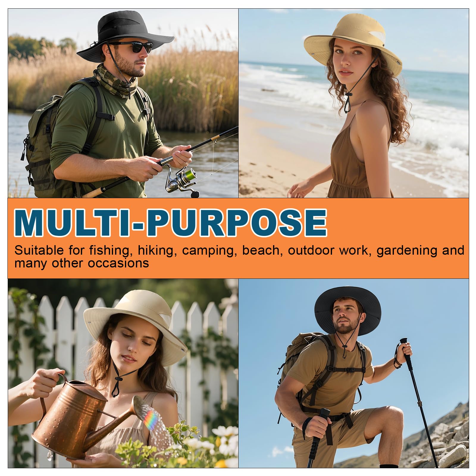 Summer Sun Hats for Women Men Waterproof Foldable Bucket Hat Mesh Wide Brim Beach Hats Outdoor Fishing Hiking Fishing UPF 50+ - Image 6