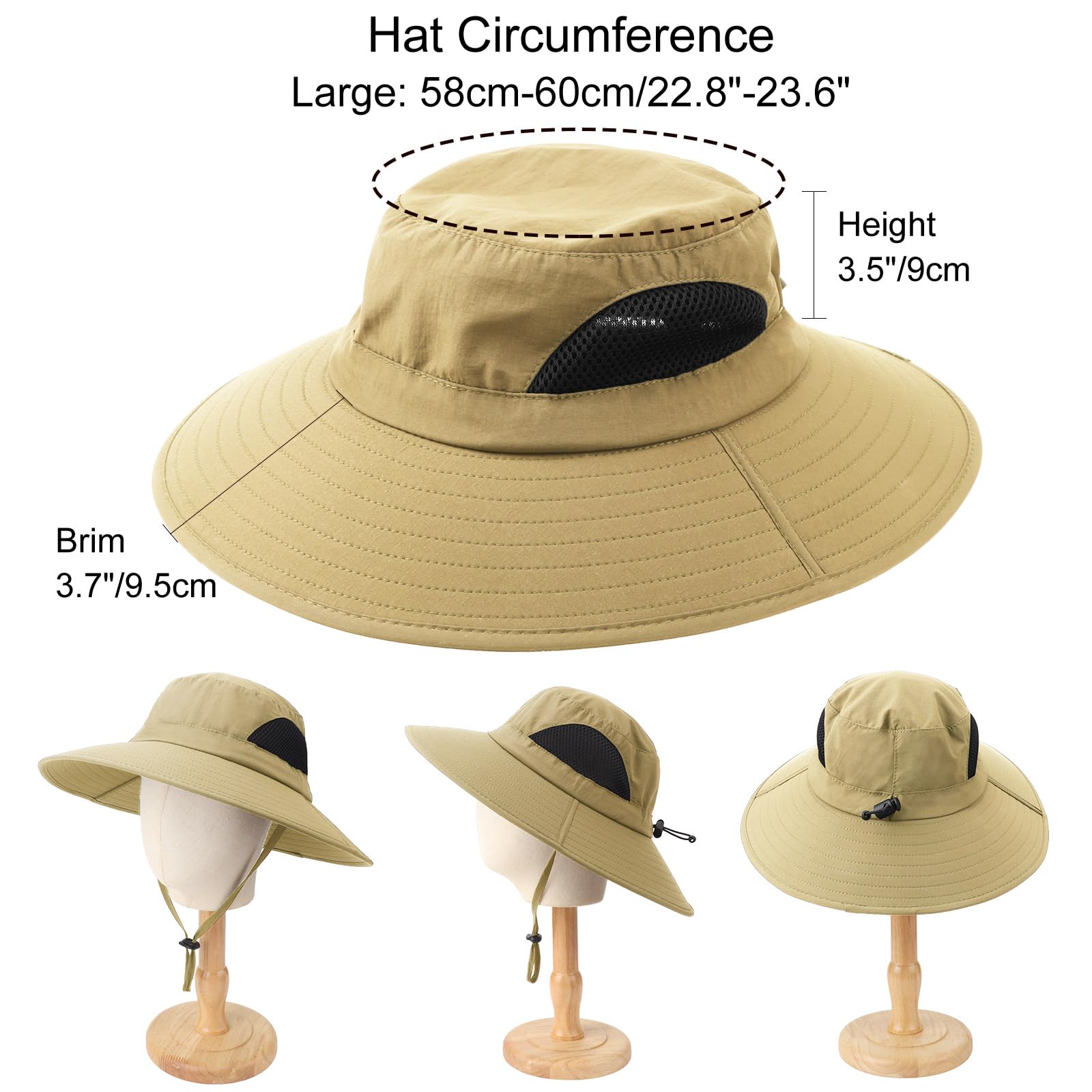 Summer Sun Hats for Women Men Waterproof Foldable Bucket Hat Mesh Wide Brim Beach Hats Outdoor Fishing Hiking Fishing UPF 50+ - Image 6