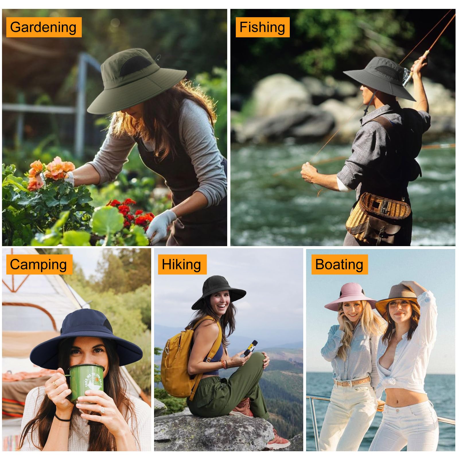 Summer Sun Hats for Women Men Waterproof Foldable Bucket Hat Mesh Wide Brim Beach Hats Outdoor Fishing Hiking Fishing UPF 50+ - Image 5