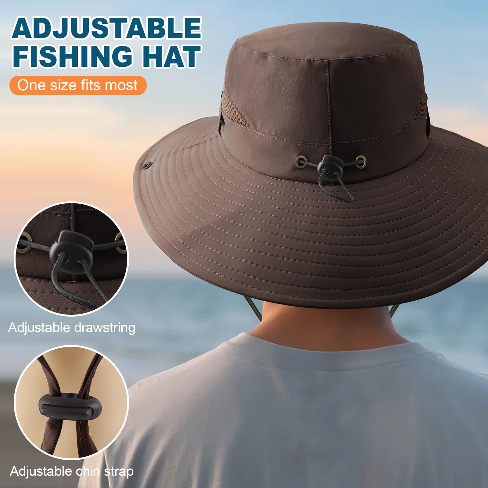 Summer Sun Hats for Women Men Waterproof Foldable Bucket Hat Mesh Wide Brim Beach Hats Outdoor Fishing Hiking Fishing UPF 50+ - Image 4