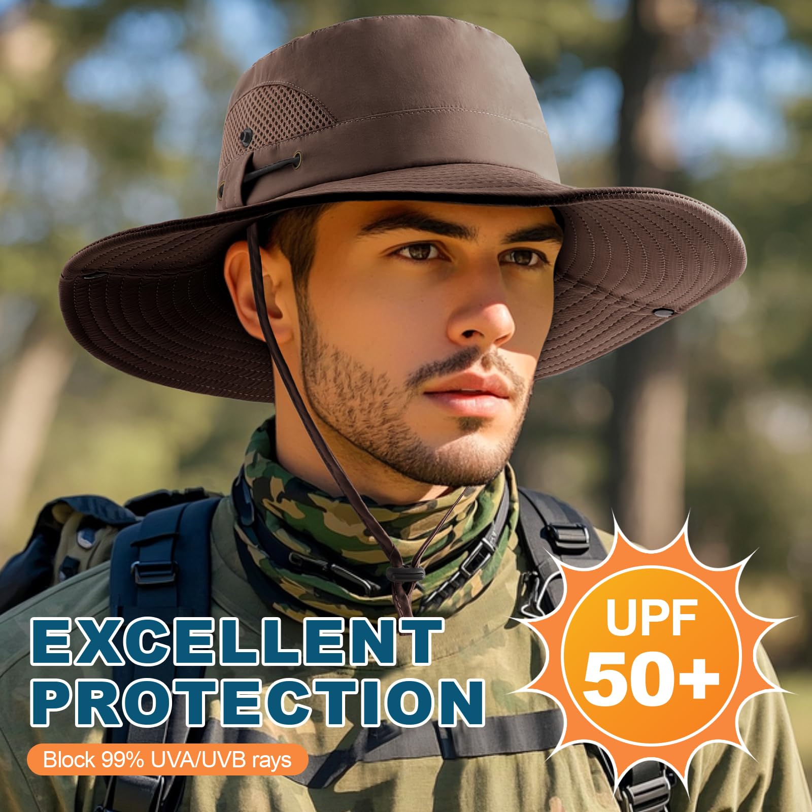 Summer Sun Hats for Women Men Waterproof Foldable Bucket Hat Mesh Wide Brim Beach Hats Outdoor Fishing Hiking Fishing UPF 50+ - Image 6