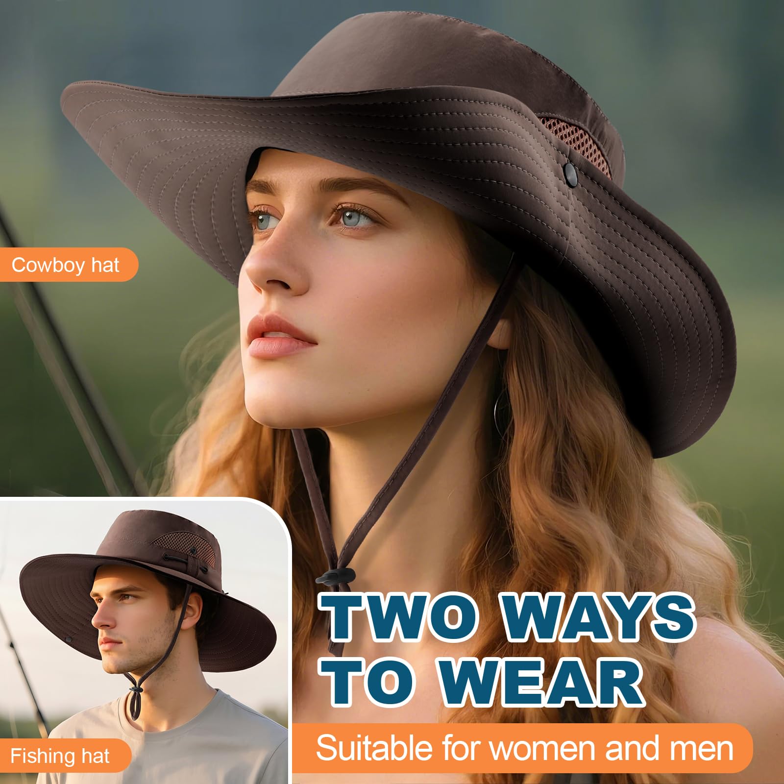 Summer Sun Hats for Women Men Waterproof Foldable Bucket Hat Mesh Wide Brim Beach Hats Outdoor Fishing Hiking Fishing UPF 50+ - Image 7