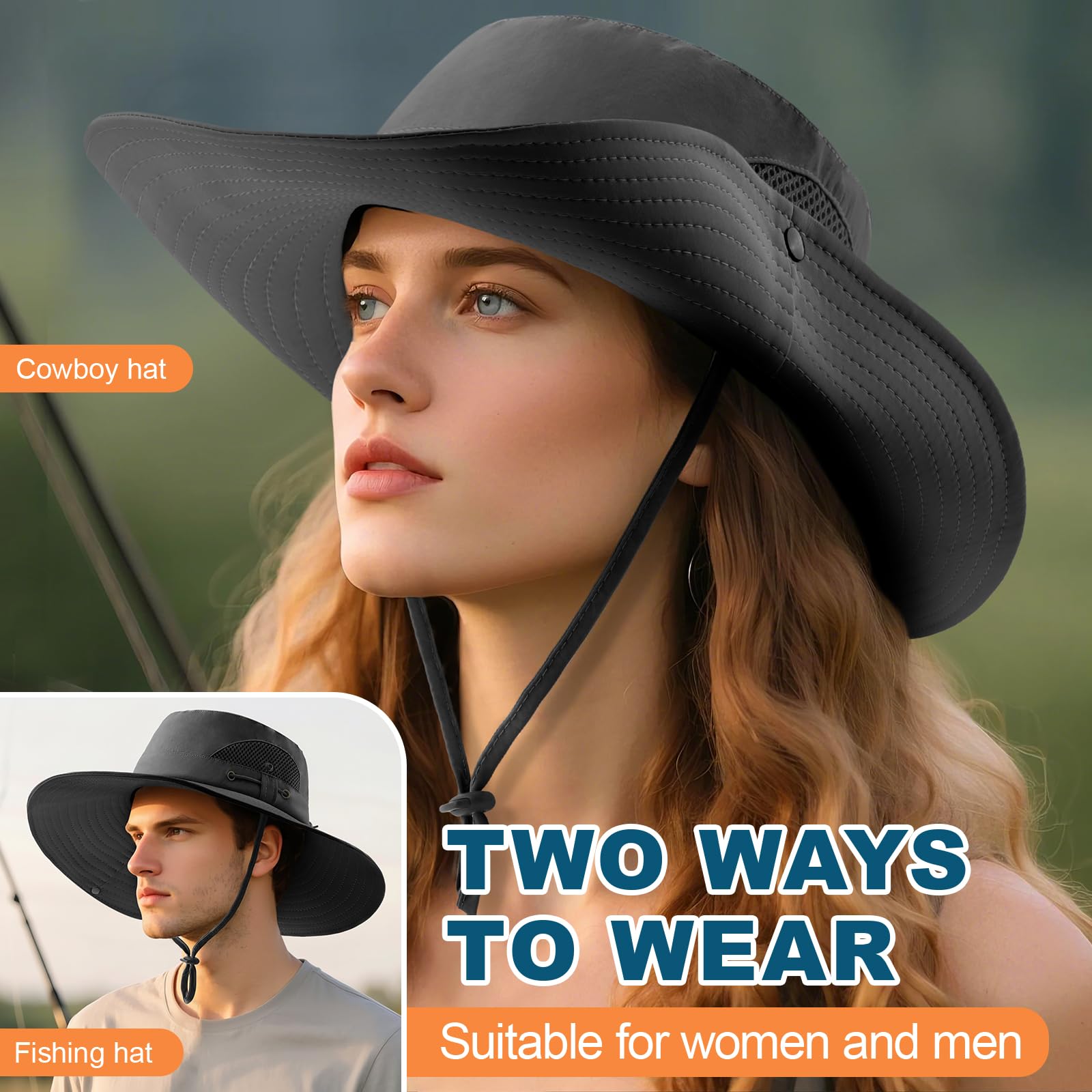 Summer Sun Hats for Women Men Waterproof Foldable Bucket Hat Mesh Wide Brim Beach Hats Outdoor Fishing Hiking Fishing UPF 50+ - Image 3
