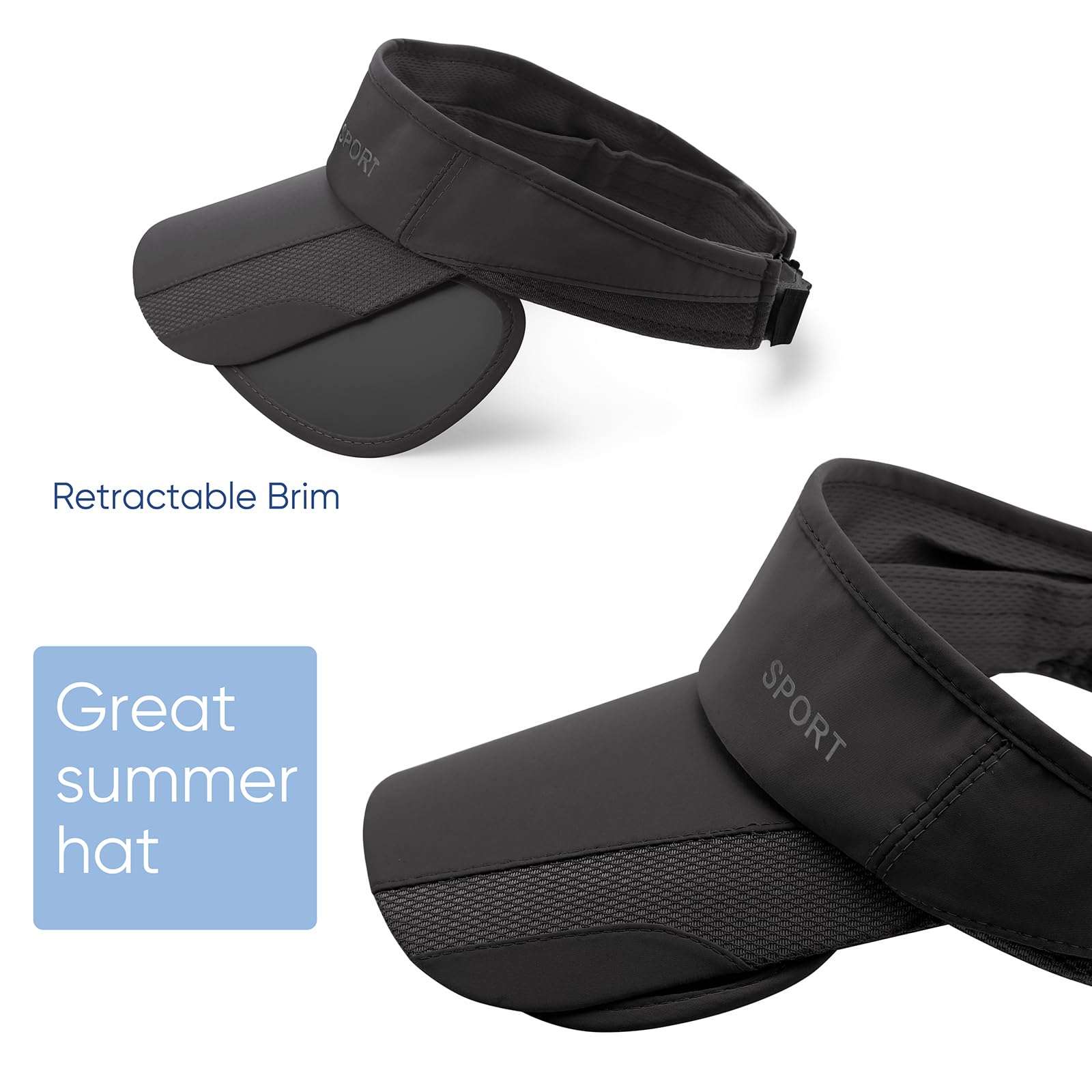 Summer Sun Visor Hats for Women Adjustable Golf Cap with Retractable Wide Brim Sun UV Protection Beach Hats for Sport Outdoor - Image 6