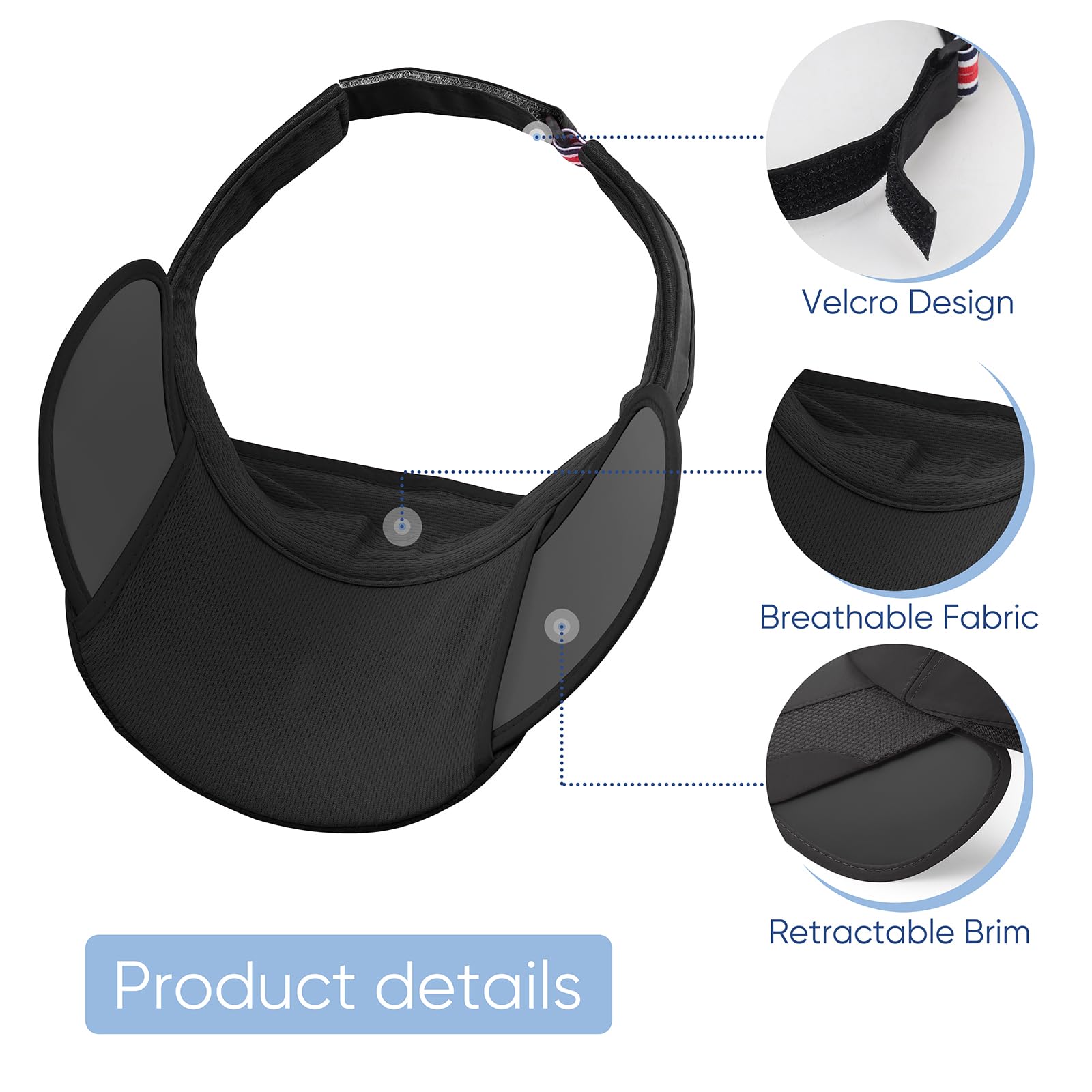 Summer Sun Visor Hats for Women Adjustable Golf Cap with Retractable Wide Brim Sun UV Protection Beach Hats for Sport Outdoor - Image 7